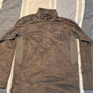 Under Armour Men's Tan Camo Fishing Quarter-Zip Jacket sz Medium